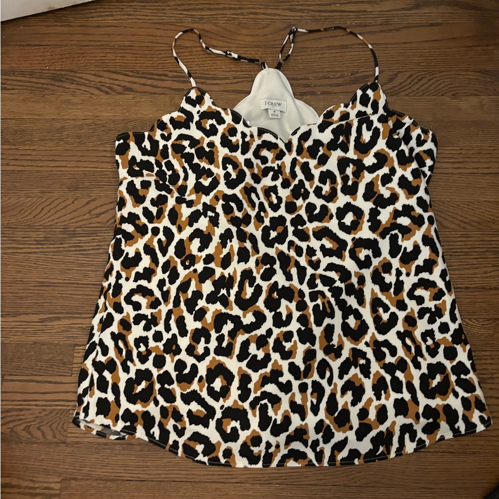 NWT J. Crew Leopard Scalloped Cami Top